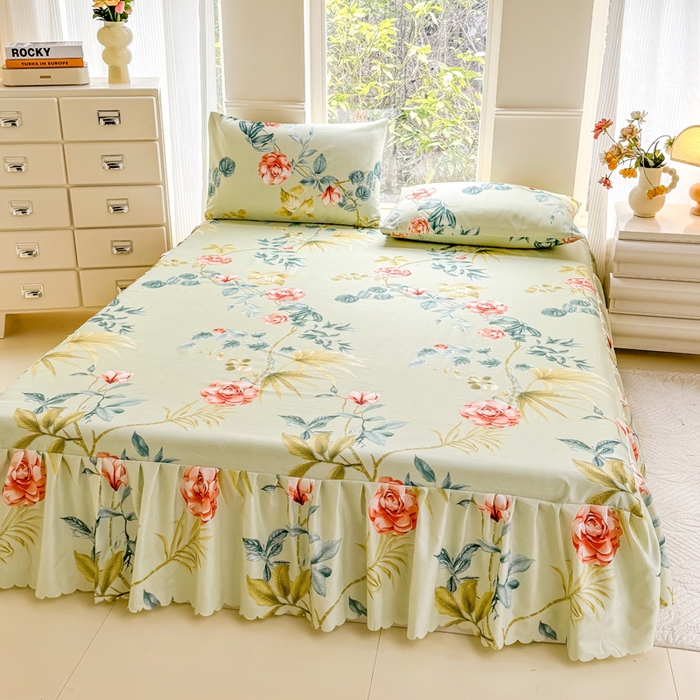 91家纺网 家纺一手货源 找家纺 莎臣豹 2025新款植物羊绒单品单件单床裙可配床裙三件套 如沐春风