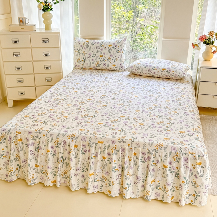 91家纺网 家纺一手货源 找家纺 莎臣豹 2025新款植物羊绒单品单件单床裙可配床裙三件套 秘境芳踪