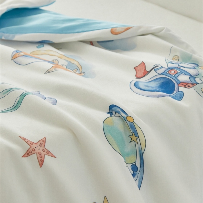 91家纺网 家纺一手货源 找家纺 艾佳宝贝 2025新款A类儿童全棉多功能单被套 太空飞行