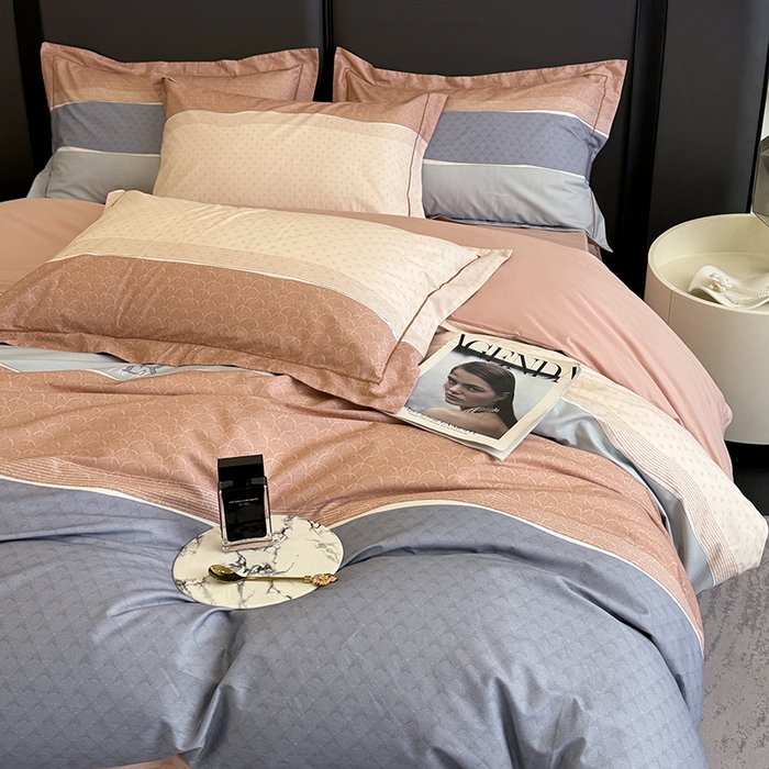 91家纺网 家纺一手货源 找家纺 乐蔻家纺 2025新款全棉13376数码印花四件套 漫步（桔）