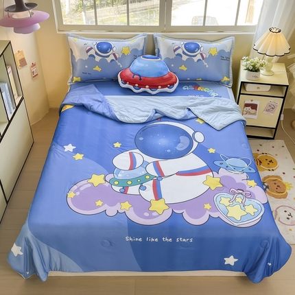 博雅 2025新款A类大版数码印花冰丝凉席可组合凉感丝夏被-宇航员 星际宇航员