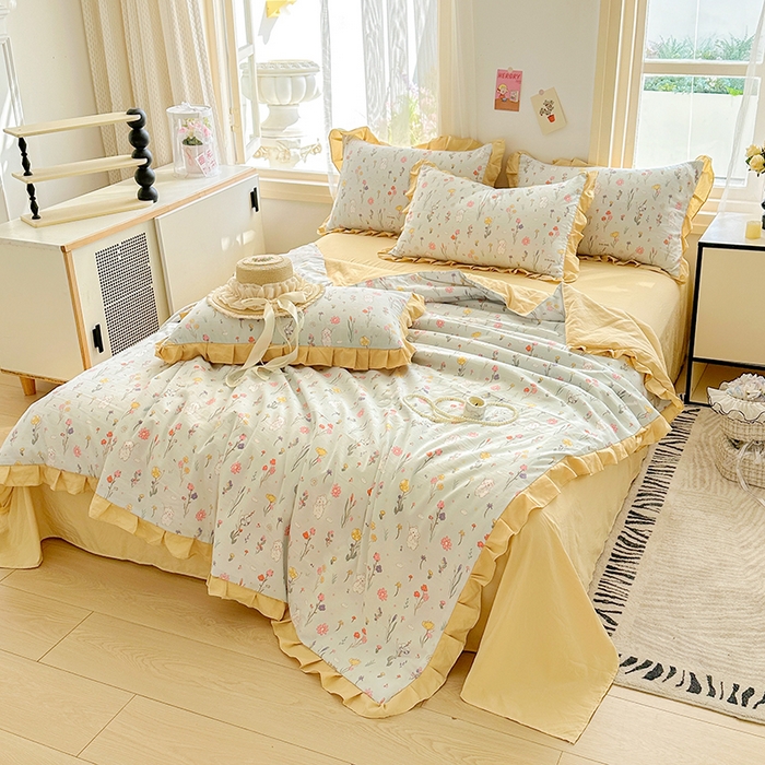 91家纺网 家纺一手货源 找家纺 佳一家纺 2025新款亲肤水洗棉夏被 缤纷兔