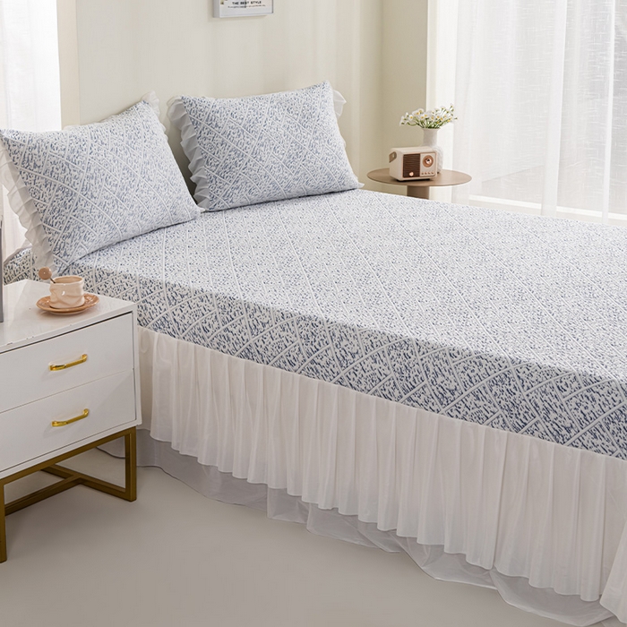 91家纺网 家纺一手货源 找家纺 叠派家纺 2025新款5A抗菌雅致床裙款三件套 雅致床裙款-冰深蓝