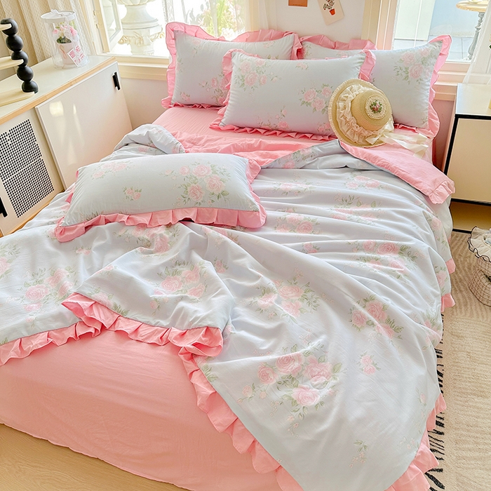 91家纺网 家纺一手货源 找家纺 佳一家纺 2025新款亲肤水洗棉夏被 倾城之恋