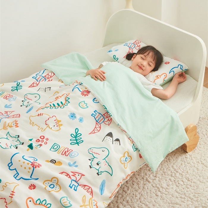 91家纺网 家纺一手货源 找家纺 艾佳宝贝 2025新款A类儿童全棉多功能单被套 好多恐龙