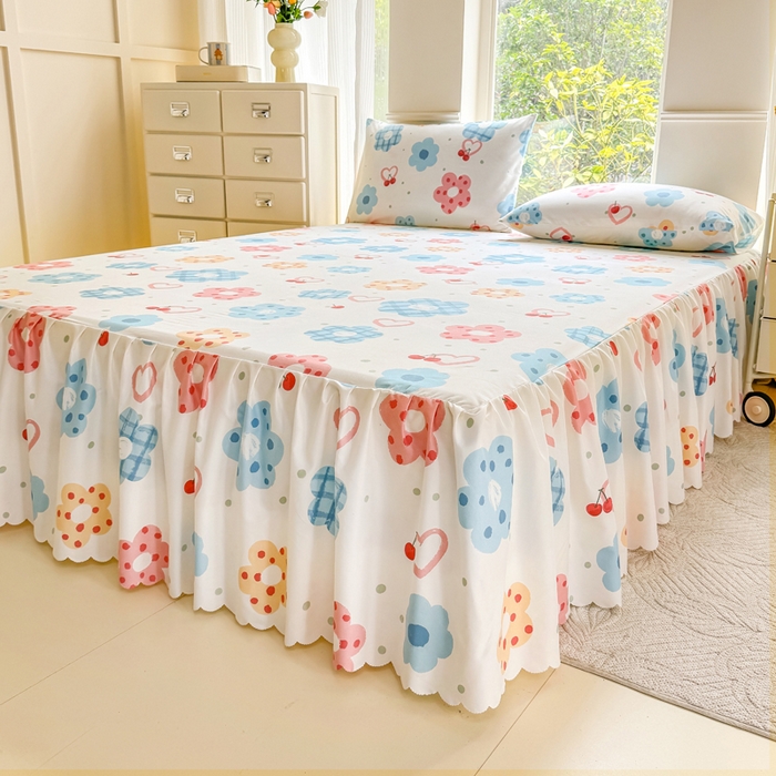 91家纺网 家纺一手货源 找家纺 莎臣豹 2025新款植物羊绒单品单件单床裙可配床裙三件套 萌萌甜心