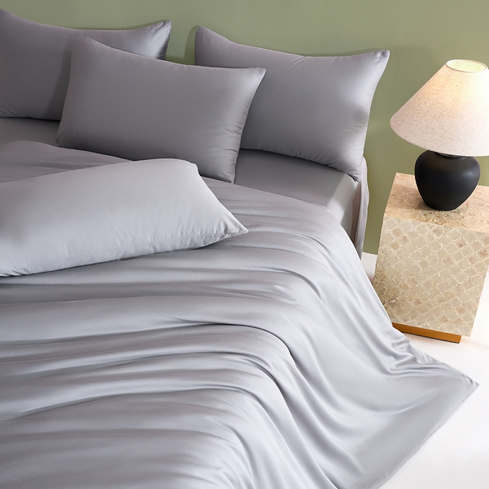 91家纺网 家纺一手货源 找家纺 闲鱼家纺 2025新款亲肤舒适60S黑标A类全棉纯色四件套单被套单床笠-风格一单被套单床笠-风格二 星辰灰