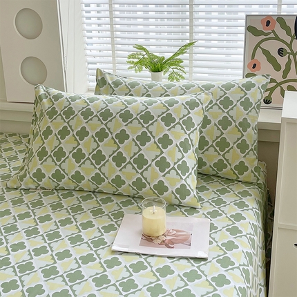 91家纺网 家纺一手货源 找家纺 （总）春皖家纺 2025新款A类全棉简约老粗纱布四件套风格一-普通款单枕套