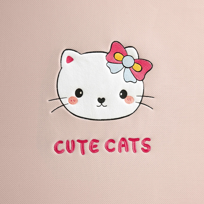 91家纺网 家纺一手货源 找家纺 全季家居 2025新款5A抗菌碳光卡通贴布系列冰丝席 床笠款-胖脸猫咪-淡粉