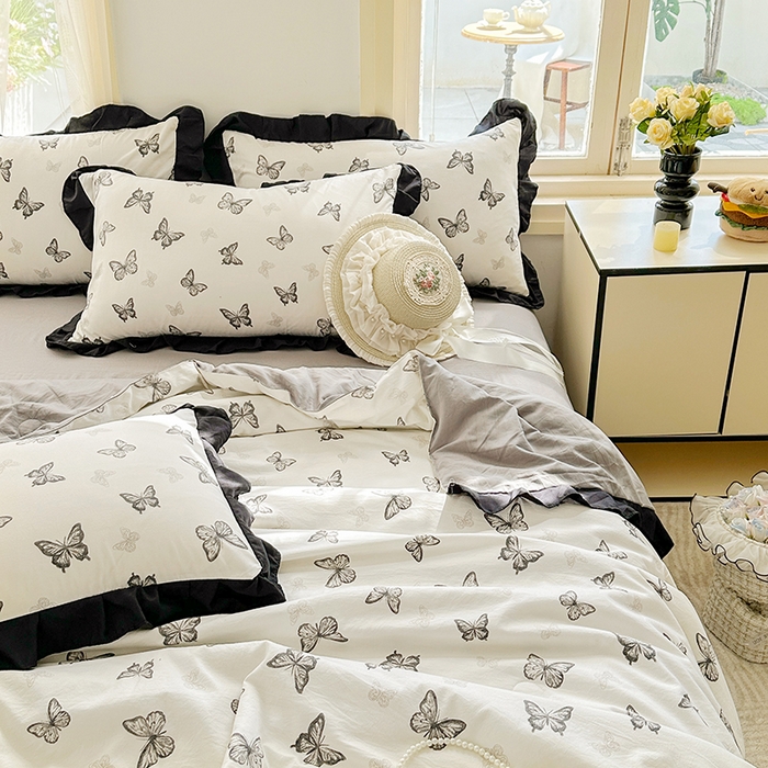 91家纺网 家纺一手货源 找家纺 佳一家纺 2025新款亲肤水洗棉夏被 蝶舞