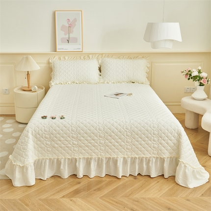 91家纺网 家纺一手货源 找家纺 （总）恒爱家纺 2025新款A类泡泡纱床盖-杜鹃