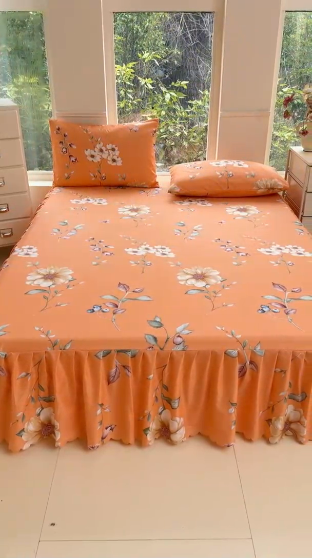 91家纺网 家纺一手货源 找家纺 莎臣豹 2025新款植物羊绒单品单件单床裙可配床裙三件套 蔓雅