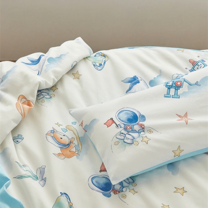 91家纺网 家纺一手货源 找家纺 艾佳宝贝 2025新款A类儿童全棉多功能单被套可拆式夏被四季被子 太空飞行