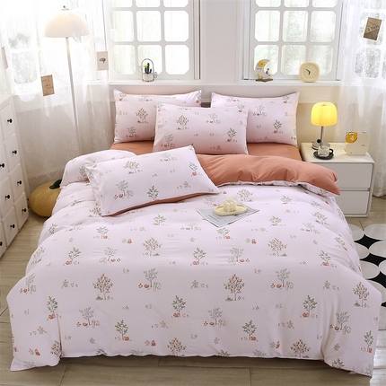 91家纺网 家纺一手货源 找家纺 （总）织写 2025新款A类双层纱针织棉四件套床单四件套床单四件套小清新四件套