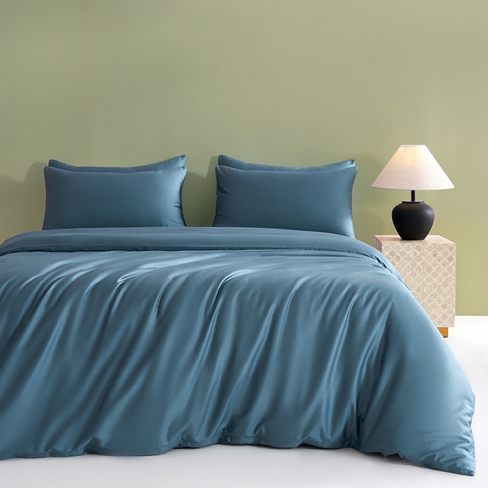 91家纺网 家纺一手货源 找家纺 闲鱼家纺 2025新款亲肤舒适60S黑标A类全棉纯色四件套单被套单床笠-风格一单被套单床笠-风格二 北欧蓝