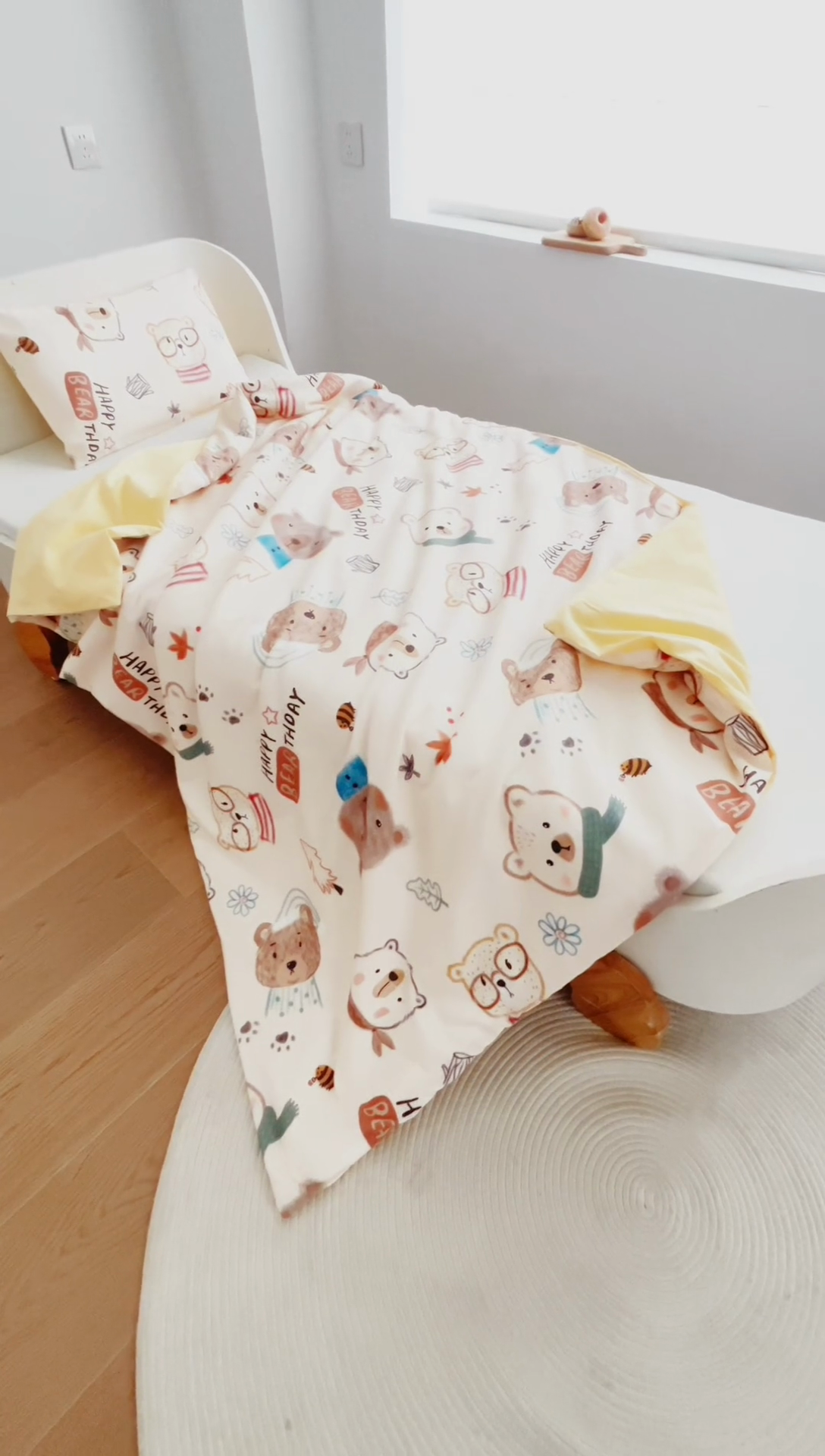 91家纺网 家纺一手货源 找家纺 艾佳宝贝 2025新款A类儿童全棉多功能单被套可拆式夏被 憨憨萌熊