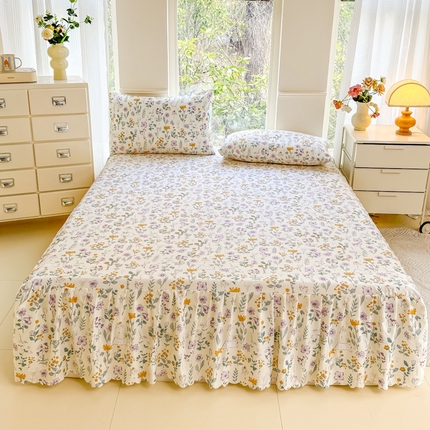 91家纺网 家纺一手货源 找家纺 （总）莎臣豹 2025新款植物羊绒单品单件单床裙可配床裙三件套