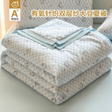 91家纺网 家纺一手货源 找家纺 （总）典冠 2025新款有氧针织双层纱大豆夏被夏凉被空调被