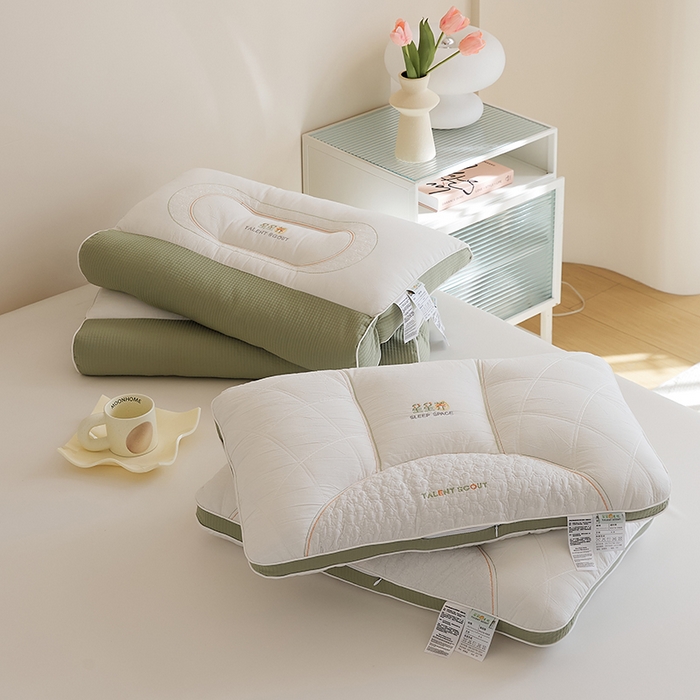 91家纺网 家纺一手货源 找家纺 2025新款星星荞护颈枕枕头枕芯 反牵引护颈枕-一对装（甜荞麦壳）