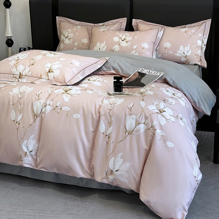 91家纺网 家纺一手货源 找家纺 乐蔻家纺 2025新款全棉13376数码印花四件套 云阁栖香 粉