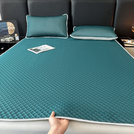 湘之帛 2025新款华夫格冰豆豆凉席 米字格-墨绿色