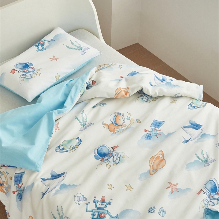 91家纺网 家纺一手货源 找家纺 艾佳宝贝 2025新款A类儿童全棉多功能单被套可拆式夏被 太空飞行