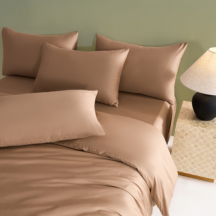 91家纺网 家纺一手货源 找家纺 闲鱼家纺 2025新款亲肤舒适60S黑标A类全棉纯色四件套单被套单床笠-风格一单被套单床笠-风格二 香槟驼