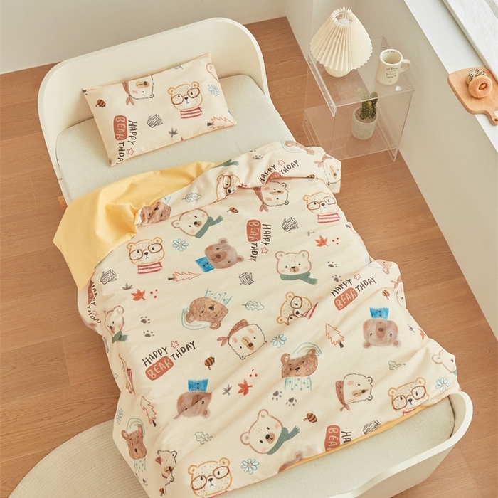 91家纺网 家纺一手货源 找家纺 艾佳宝贝 2025新款A类儿童全棉多功能单被套可拆式夏被四季被子 憨憨萌熊