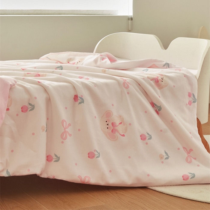 91家纺网 家纺一手货源 找家纺 艾佳宝贝 2025新款A类儿童全棉多功能单被套可拆式夏被 小香兔