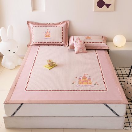 懒猫家纺 2025春夏新款1200D数码印花刺绣凉席 城堡