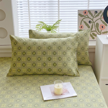 91家纺网 家纺一手货源 找家纺 （总）春皖家纺 2025新款A类全棉简约老粗纱布四件套风格一-普通款单枕套