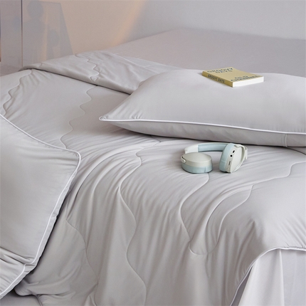 头等舱  2025新款4.0版凉感A类锦氨（165克）55大豆抗菌夏被配礼盒 浅灰