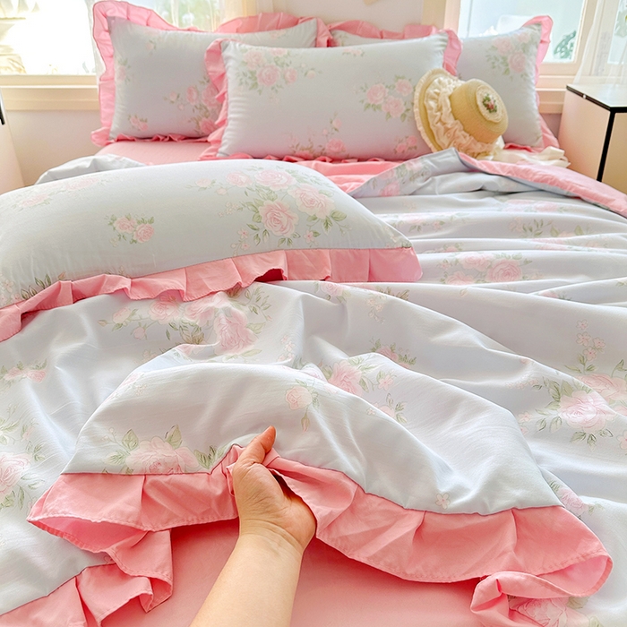 91家纺网 家纺一手货源 找家纺 佳一家纺 2025新款亲肤水洗棉夏被 倾城之恋