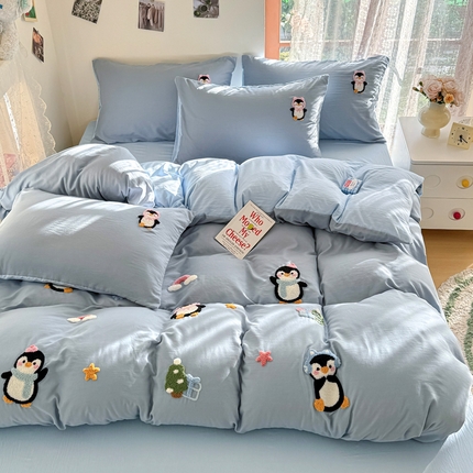 91家纺网 家纺一手货源 找家纺 （总）优卡迪家纺馆 2025新款水洗棉毛巾绣四件套（下载文件夹包含买家秀）