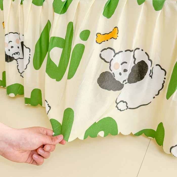 91家纺网 家纺一手货源 找家纺 莎臣豹 2025新款植物羊绒单品单件单床裙可配床裙三件套 快乐萌犬