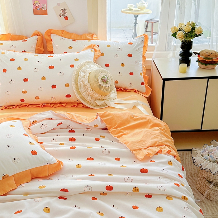 91家纺网 家纺一手货源 找家纺 佳一家纺 2025新款亲肤水洗棉夏被 小南瓜