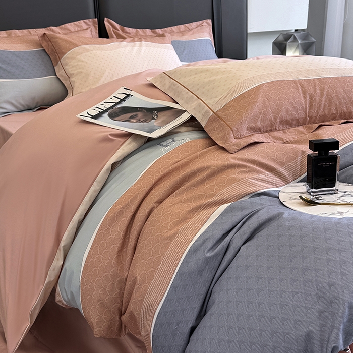 91家纺网 家纺一手货源 找家纺 乐蔻家纺 2025新款全棉13376数码印花四件套 漫步（桔）