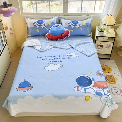 （总）博雅 2025新款A类大版数码印花冰丝凉席可组合凉感丝夏被-宇航员