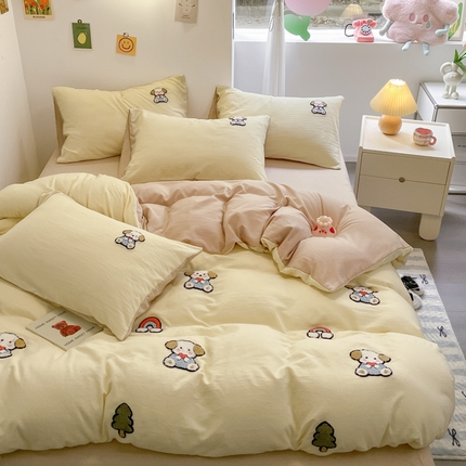 91家纺网 家纺一手货源 找家纺 （总）优卡迪家纺馆 2025新款水洗棉毛巾绣四件套（下载文件夹包含买家秀）