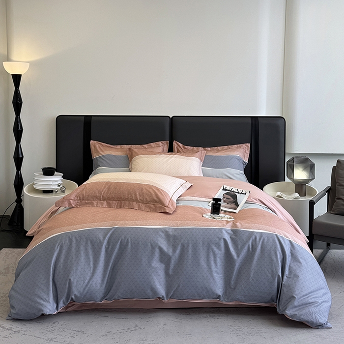 91家纺网 家纺一手货源 找家纺 乐蔻家纺 2025新款全棉13376数码印花四件套 漫步（桔）