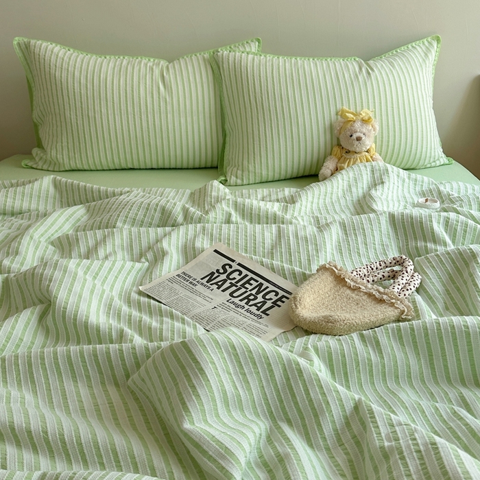 91家纺网 家纺一手货源 找家纺   曼町家居2025新款全棉水洗棉提花贝壳边夏被系列 青竹碧