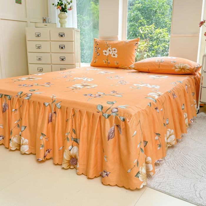 91家纺网 家纺一手货源 找家纺 莎臣豹 2025新款植物羊绒单品单件单床裙可配床裙三件套 蔓雅