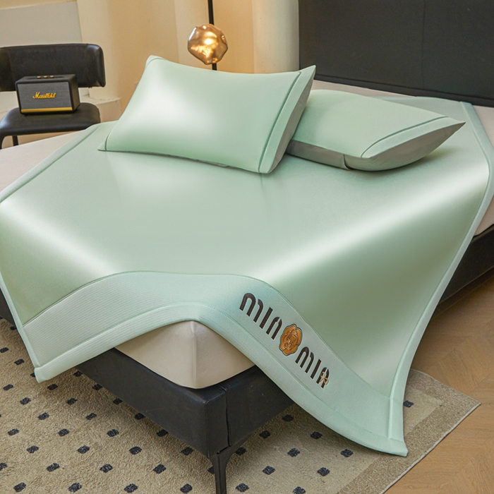 91家纺网 家纺一手货源 找家纺 全季家居 2025新款全季家居5A抗菌min系列凉感冰丝席 床席-水绿