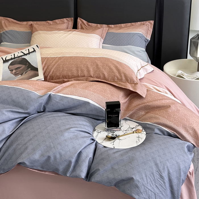 91家纺网 家纺一手货源 找家纺 乐蔻家纺 2025新款全棉13376数码印花四件套 漫步（桔）