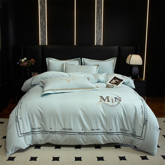 91家纺网 家纺一手货源 找家纺 （总）佳宇轩 2025爆款水洗棉五彩刺绣四件套简约轻奢织带绣花床单床笠被罩4件套-简约时代