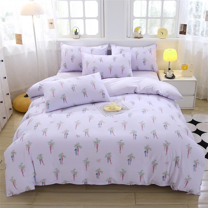 91家纺网 家纺一手货源 找家纺 （总）织写 2025新款A类双层纱针织棉四件套床单四件套床单四件套小清新四件套