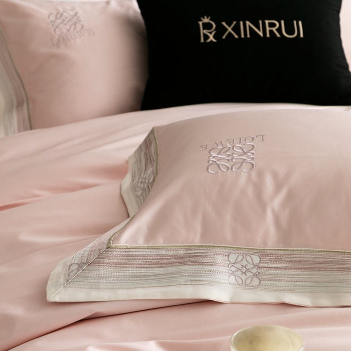 91家纺网 家纺一手货源 找家纺 馨蕊家居 2025新款100s高奢典藏简约全棉系列四件套-棉罗莎 棉罗莎-蔷薇粉