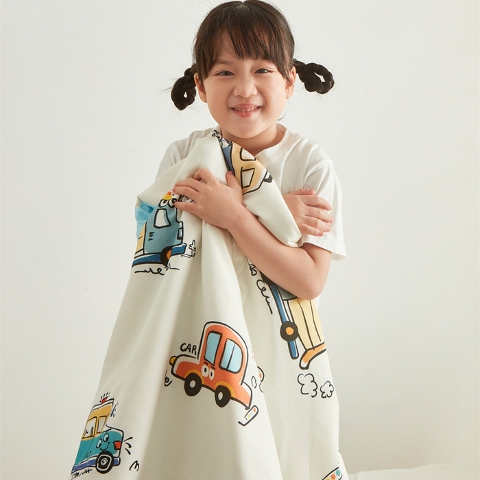 91家纺网 家纺一手货源 找家纺 艾佳宝贝 2025新款A类儿童全棉多功能单被套可拆式夏被四季被子 巴士汽车