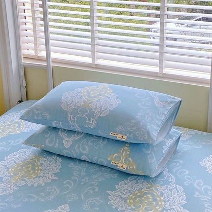 91家纺网 家纺一手货源 找家纺 （总）春皖家纺 2025新款A类全棉简约老粗纱布四件套风格一-普通款单枕套