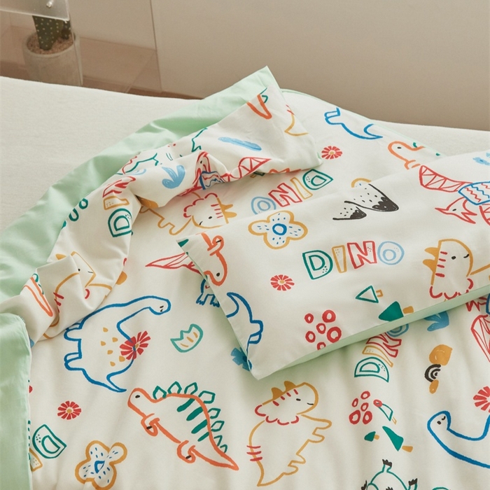 91家纺网 家纺一手货源 找家纺 艾佳宝贝 2025新款A类儿童全棉多功能单被套 好多恐龙